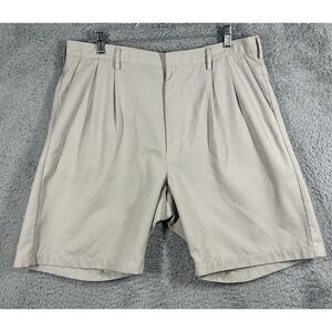Nike Golf Shorts‎ Men Size 36 Drifit Khaki Chino  Pleated Front Logo Vintage